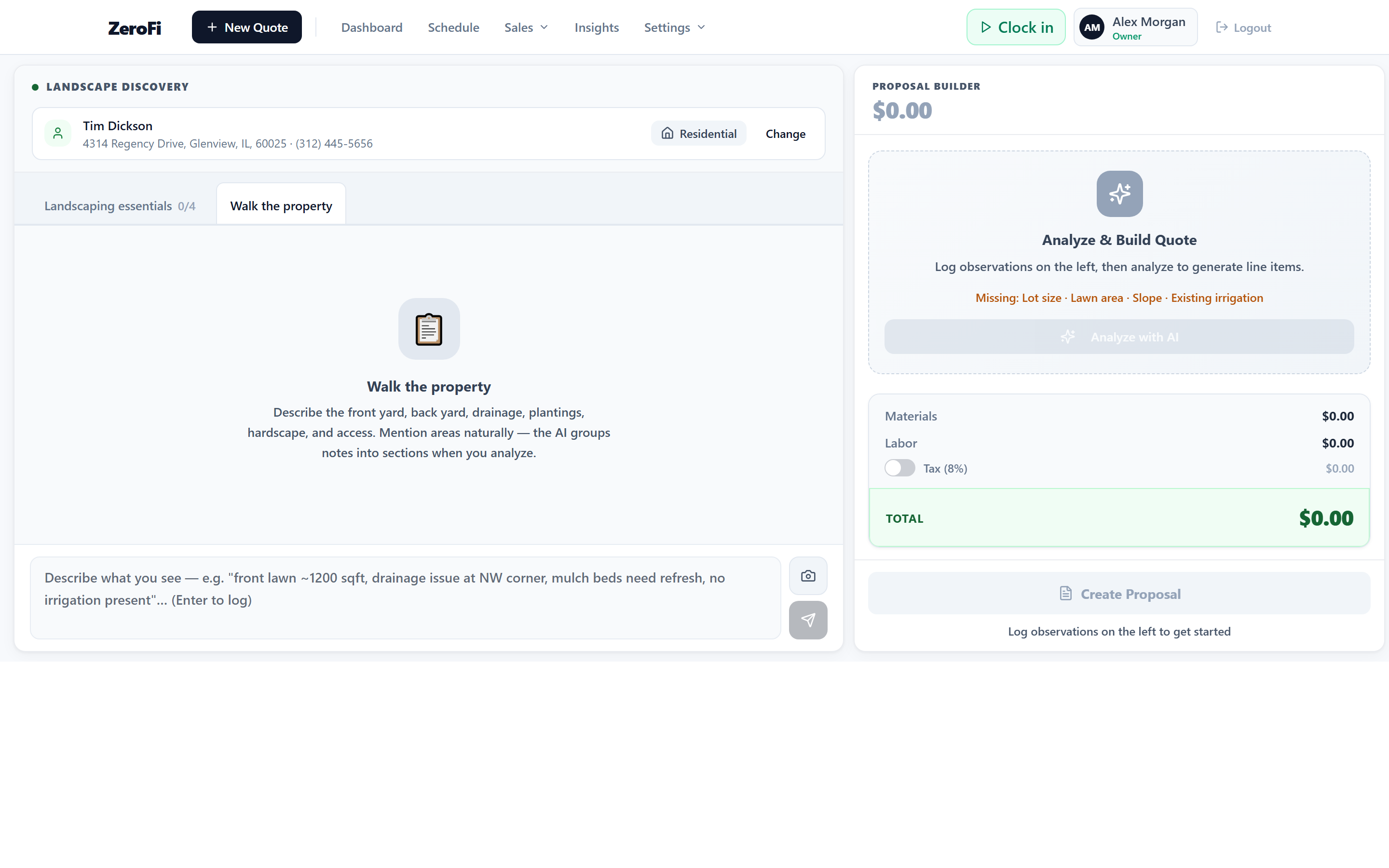 Discovery Workspace: voice + photo capture with proposal builder